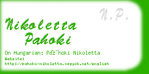 nikoletta pahoki business card